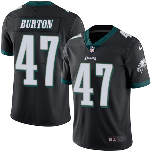 Men's Limited Trey Burton Nike Jersey Black - #47 Rush NFL Philadelphia Eagles